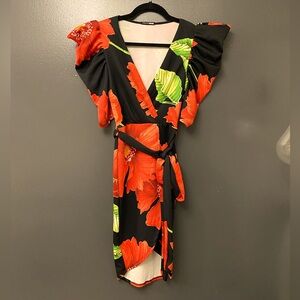 Black & Red Floral Fashion Nova Dress Size Small